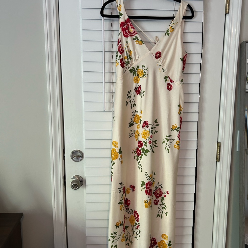 Park & Fifth Cream Sundress Maxi with Spaghetti Straps